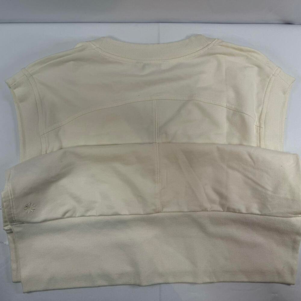 ATHLETA Retroterry V Neck Sweatshirt Size Medium Cream New Sleeveless GymWorkout - Picture 4 of 5